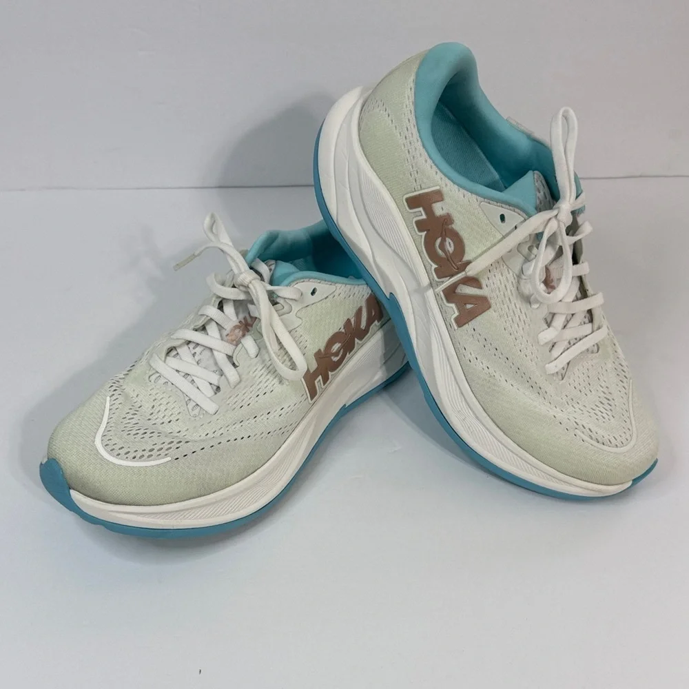 Hoka Rincon 4 Women's White and Blue Athletic Shoes